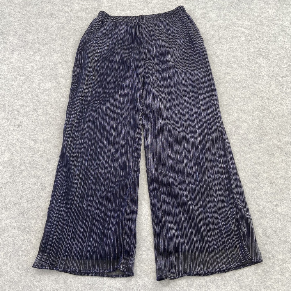 JM Studio By John Meyer Dress Pants Womens M (29x29) Blue Metallic Wide Leg